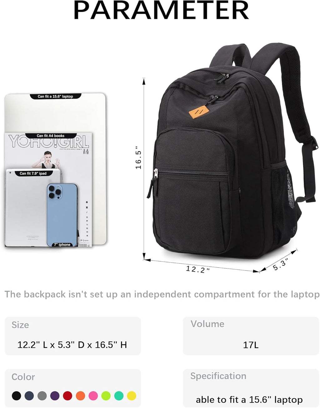 Classical Basic Travel Backpack For School Water Resistant Bookbag | For School, For School