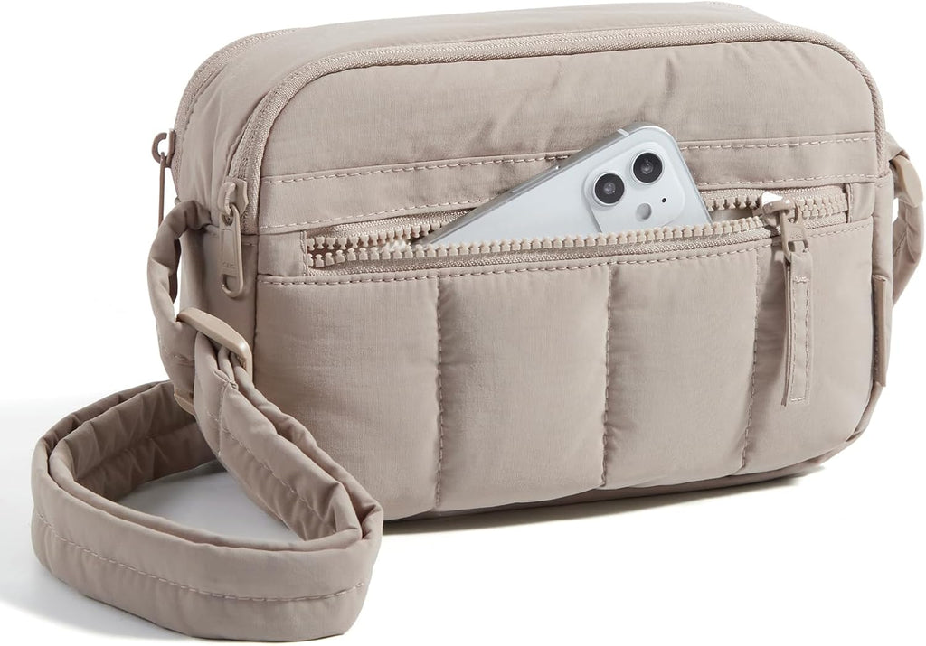 Cross Body Purse, Mini Crossbody Bags for Women Travel Purse, Puffy Shoulder Handbag Wallet with RFID Blocking Slots
