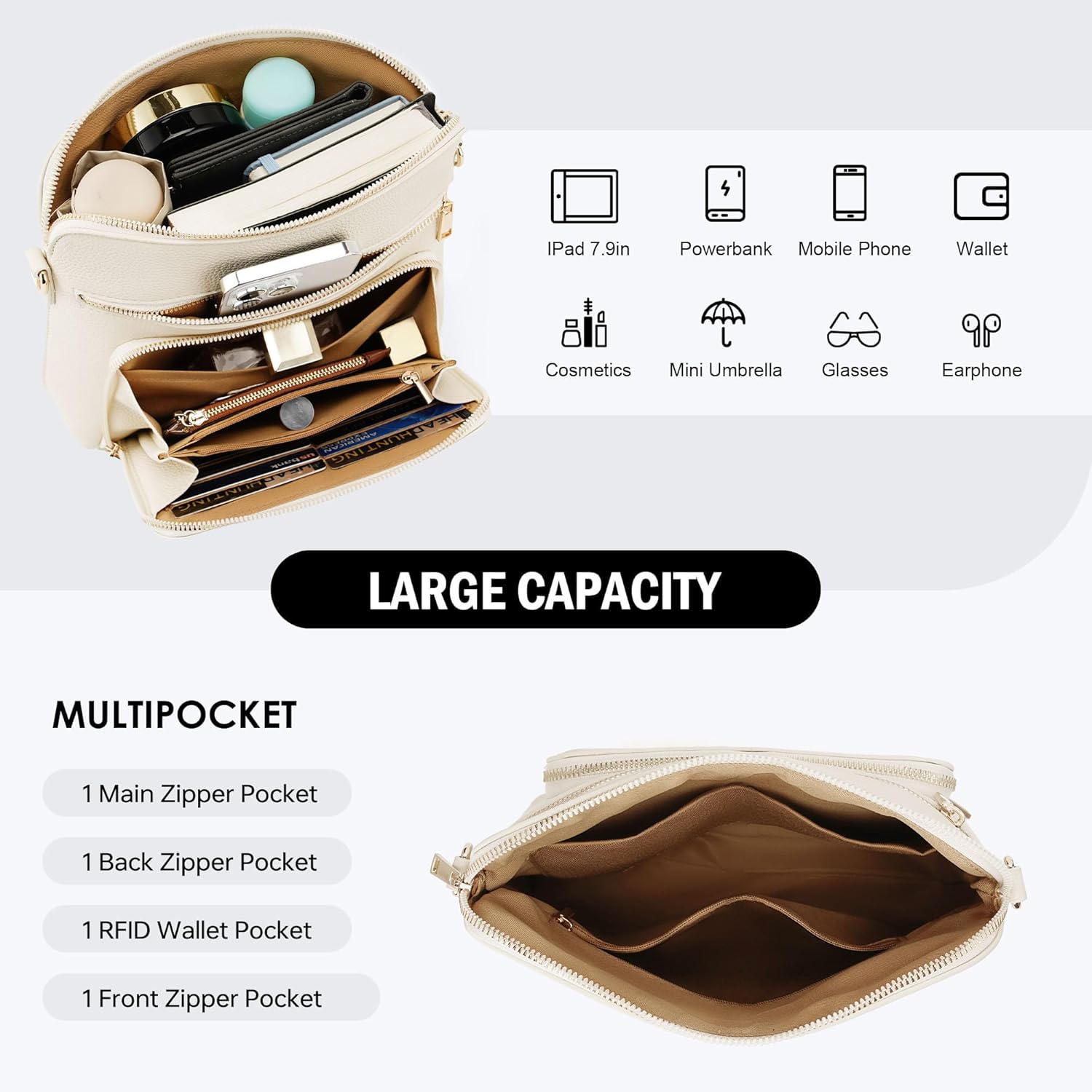 Crossbody Purses for Women Purse with Built in Wallet Rfid Crossbody Bag