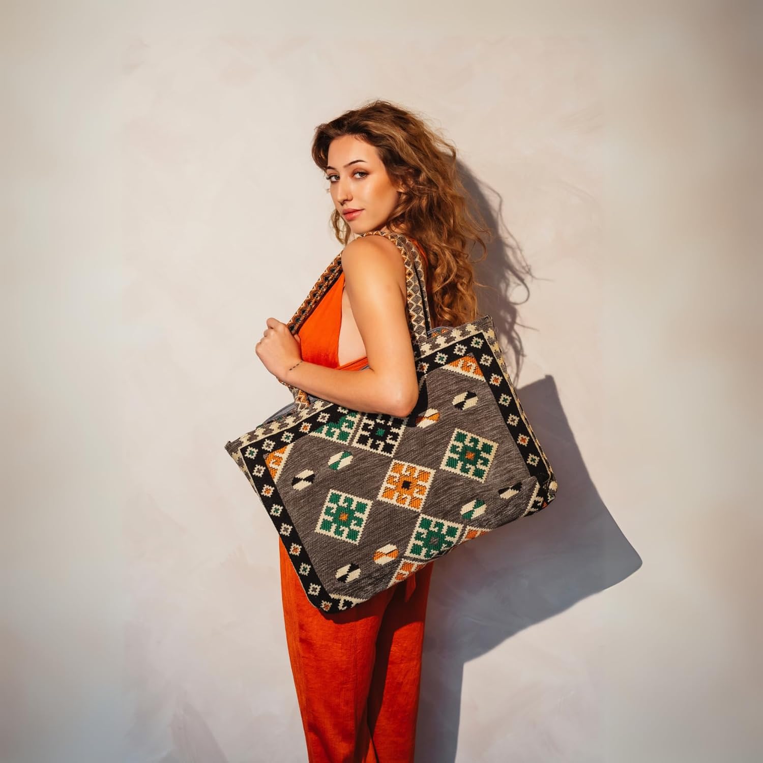 Tote Bag for Women Woven Shoulder Bag Gym Travel Weekender Cute Tote with Compartments Fits 17-Inch Laptop