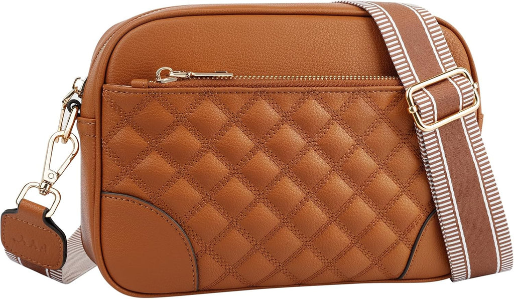 Small Crossbody Bags for Women Quilted Vegan Leather Crossbody Purses for Women Travel with Adjustable Shoulder Strap