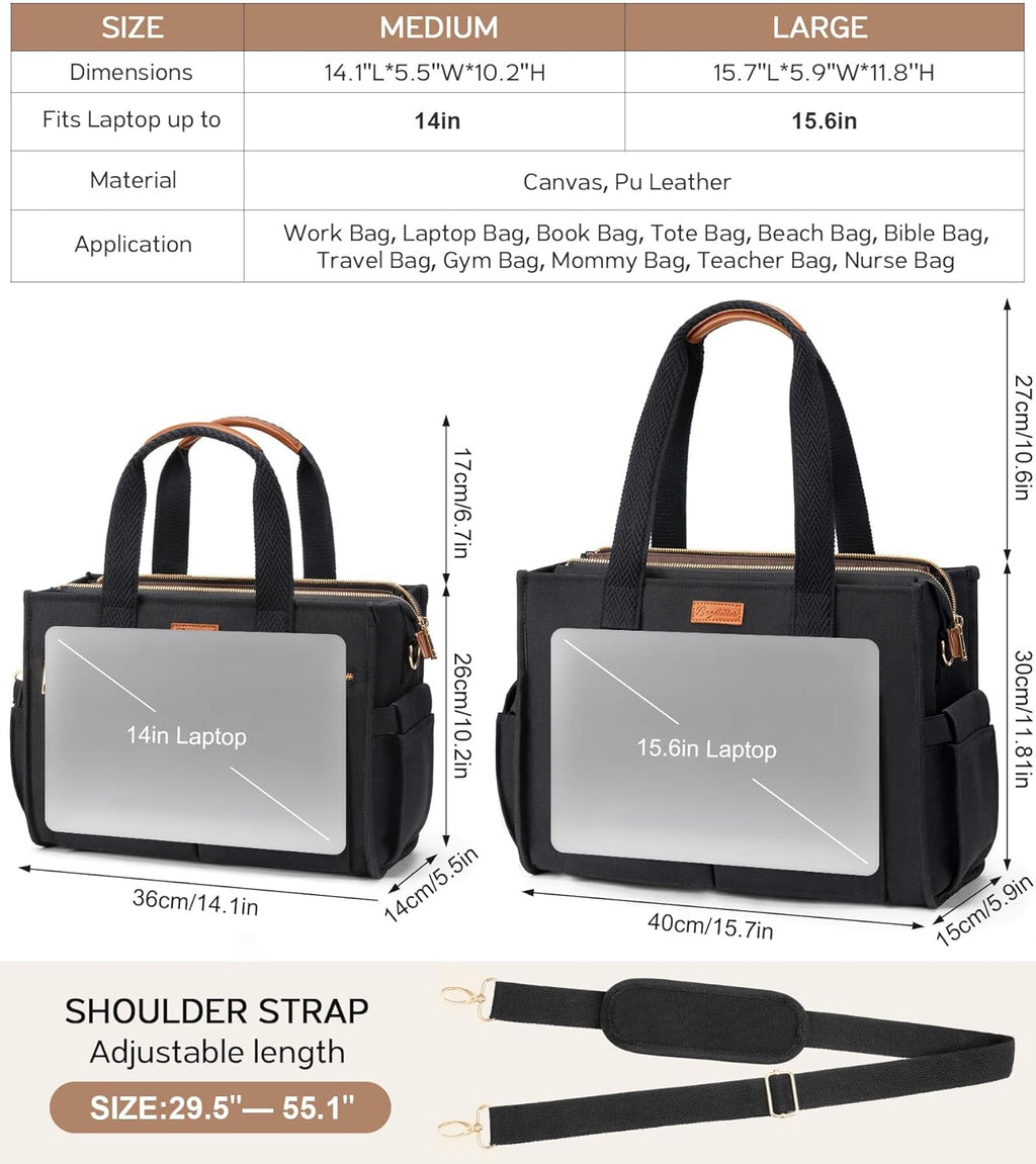 Women's canvas tote bag, crossbody bag, nurse teacher Bible bag, suitable for school, travel, daily use | With shoulder strap and zipper, multiple compartments, can be upright and stably placed, university backpack.