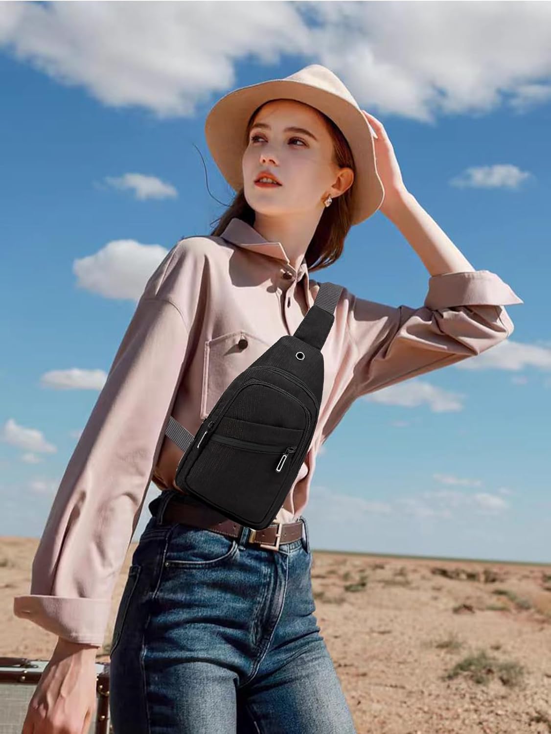 Small Sling Bag for Women Men, Sling Backpack Chest Daypack Crossbody Bag for Travel Outdoor Hiking