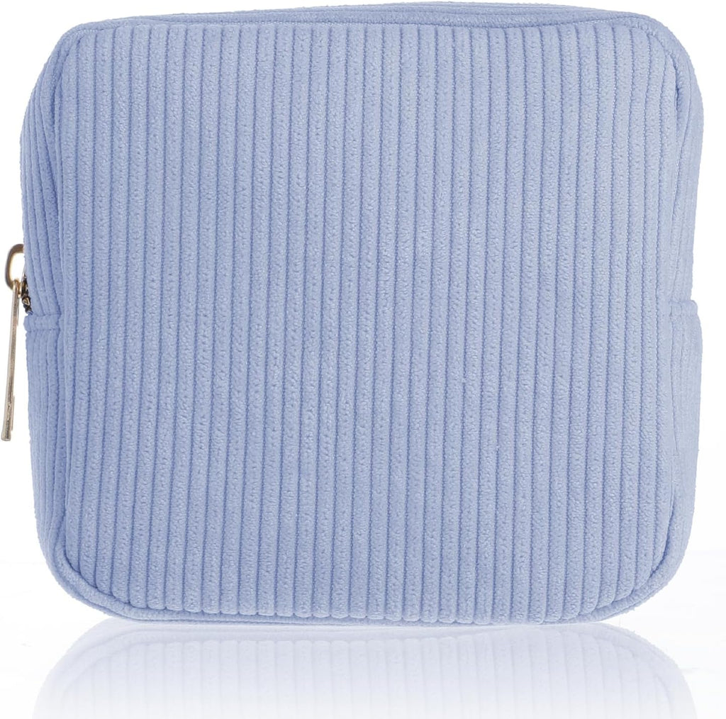 Period Bag for Teen Girls, Corduroy Sanitary Napkin Storage Bag, Cute Cosmetic Pouch for Women with Slip-in Pockets