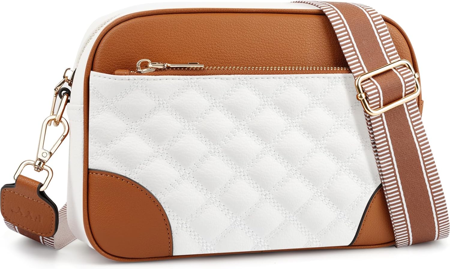 Small Crossbody Bags for Women Quilted Vegan Leather Crossbody Purses for Women Travel with Adjustable Shoulder Strap