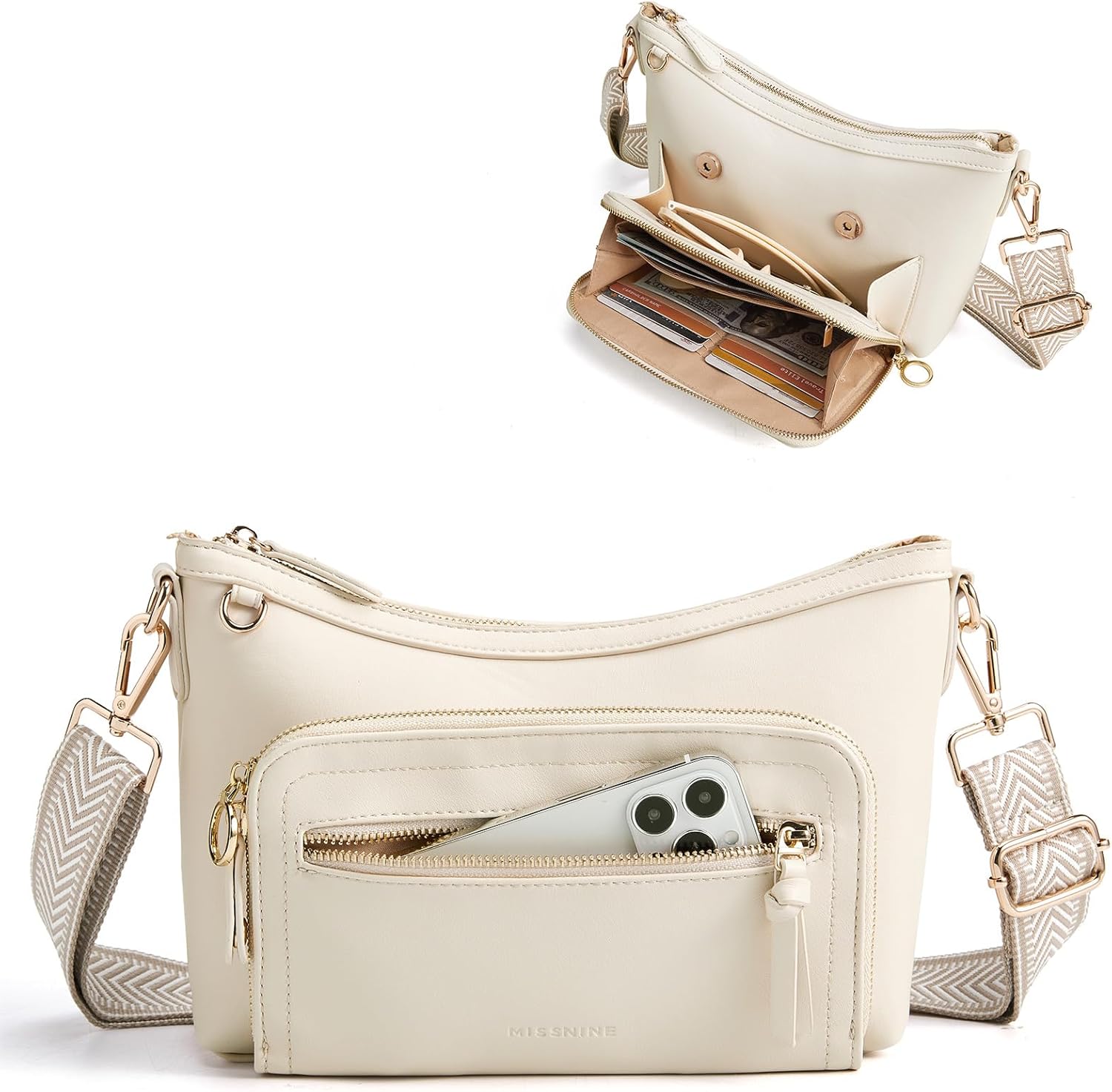 Cross Body Purse, Leather Medium Crossbody Bags for Women Travel Purse, Shoulder Handbag with RFID Blocking Slots