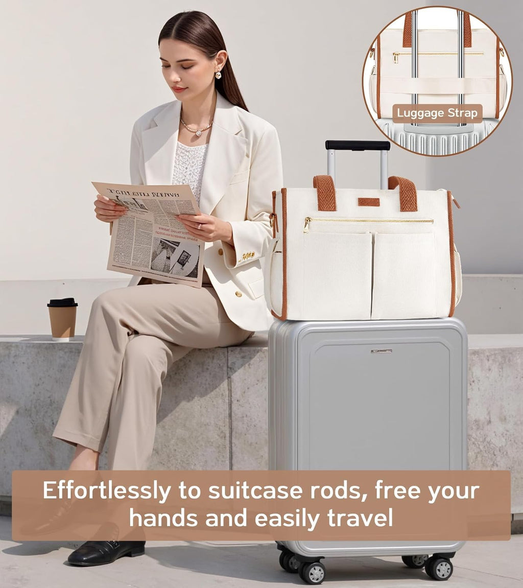 Women's canvas tote bag, crossbody bag, nurse teacher Bible bag, suitable for school, travel, daily use | With shoulder strap and zipper, multiple compartments, can be upright and stably placed, university backpack.