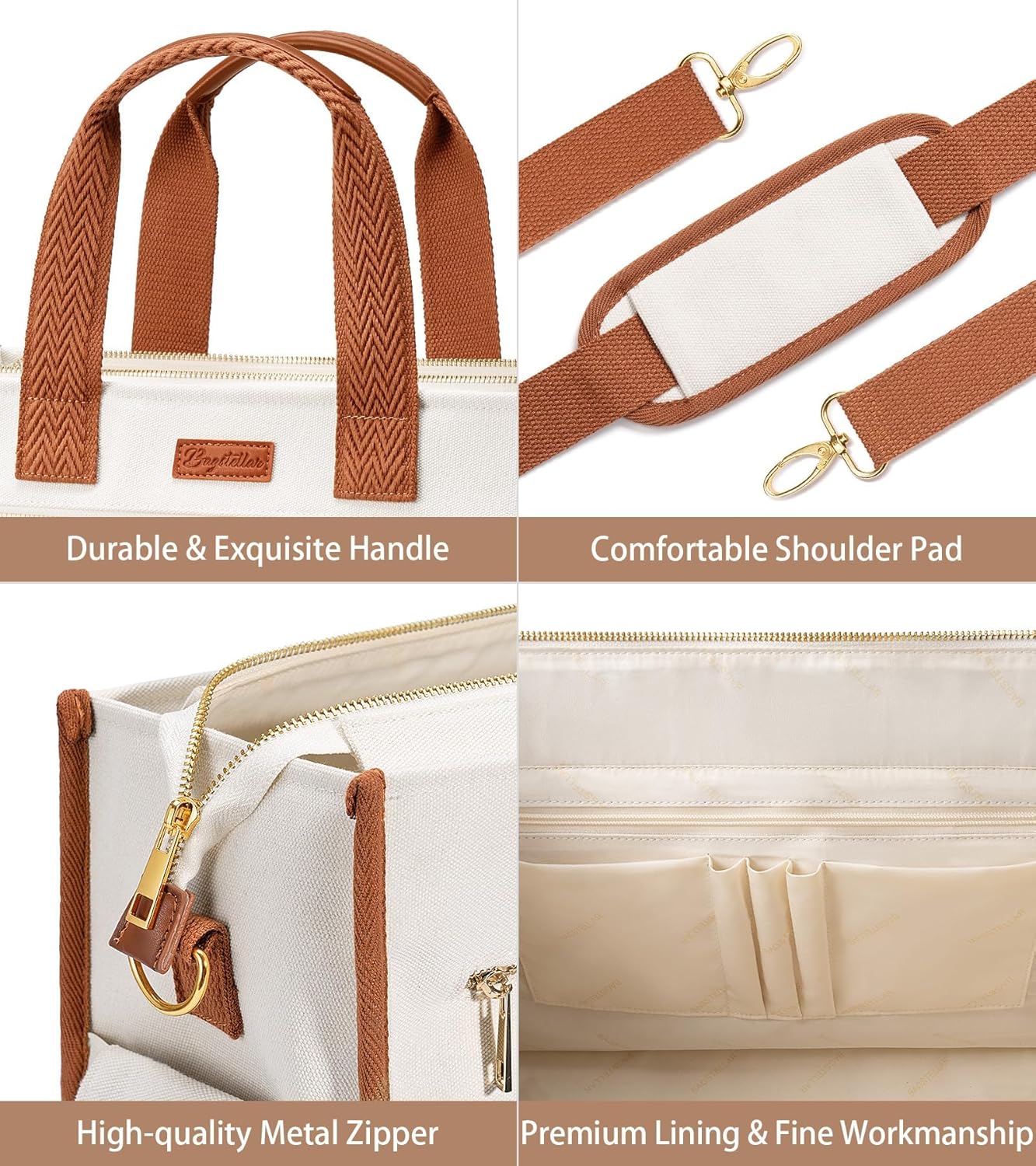 Women's canvas tote bag, crossbody bag, nurse teacher Bible bag, suitable for school, travel, daily use | With shoulder strap and zipper, multiple compartments, can be upright and stably placed, university backpack.