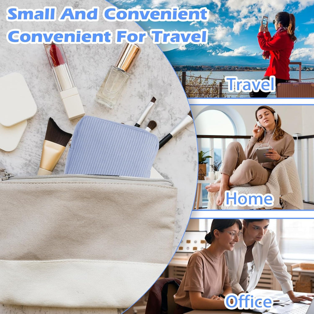 Period Bag for Teen Girls, Corduroy Sanitary Napkin Storage Bag, Cute Cosmetic Pouch for Women with Slip-in Pockets
