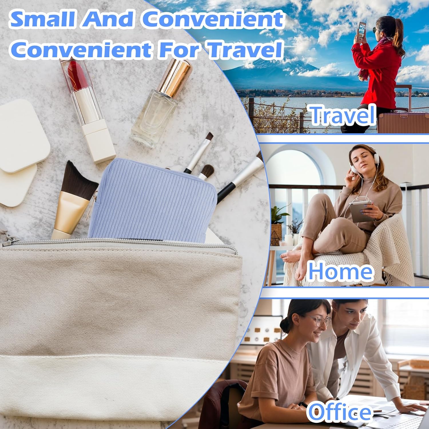 Period Bag for Teen Girls, Corduroy Sanitary Napkin Storage Bag, Cute Cosmetic Pouch for Women with Slip-in Pockets