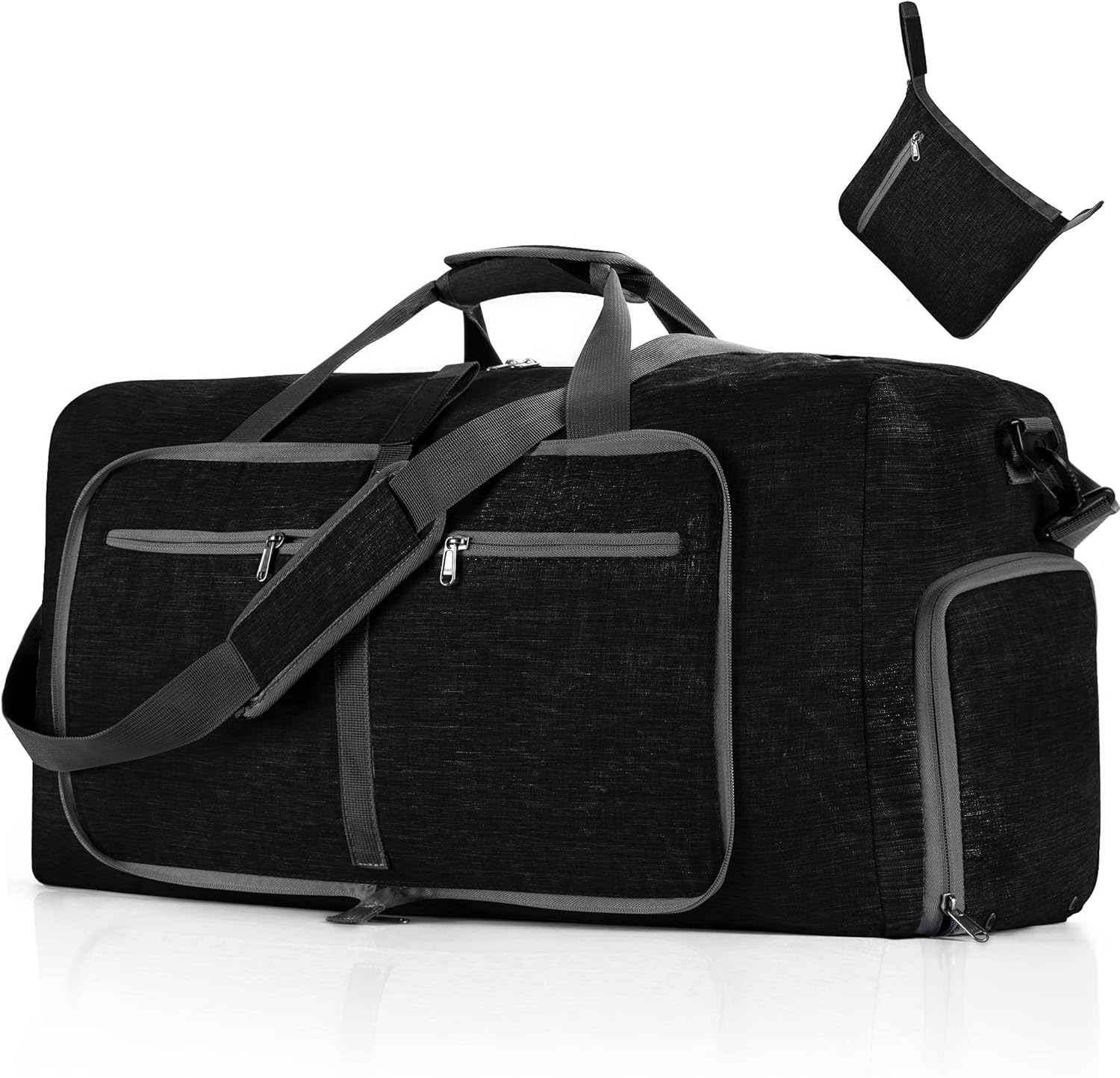 65L/85L/115L Foldable Travel Duffle Bag, Lightweight Checked Luggage with Shoe Compartment, Water-Resistant Weekender Overnight Bag for Men & Women