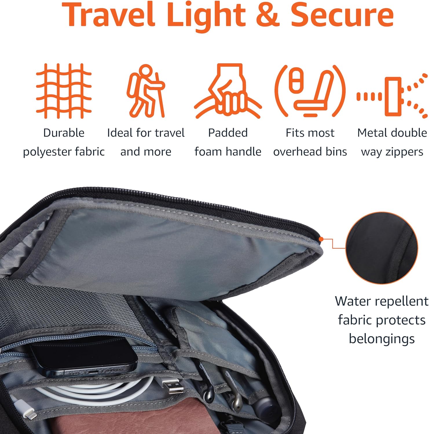 Basics Travel Laptop Backpack with Multiple Pockets and Compartments for 17 in / 43.1 cm Laptop, Water Resistant, Spacious with Padded Shoulder Straps, Black