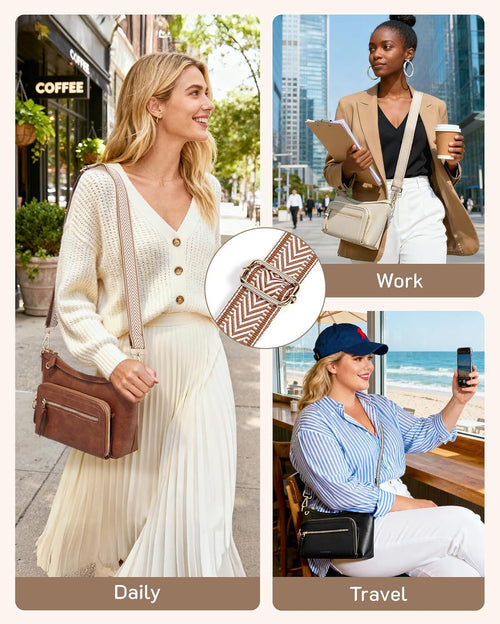 Cross Body Purse, Leather Medium Crossbody Bags for Women Travel Purse, Shoulder Handbag with RFID Blocking Slots