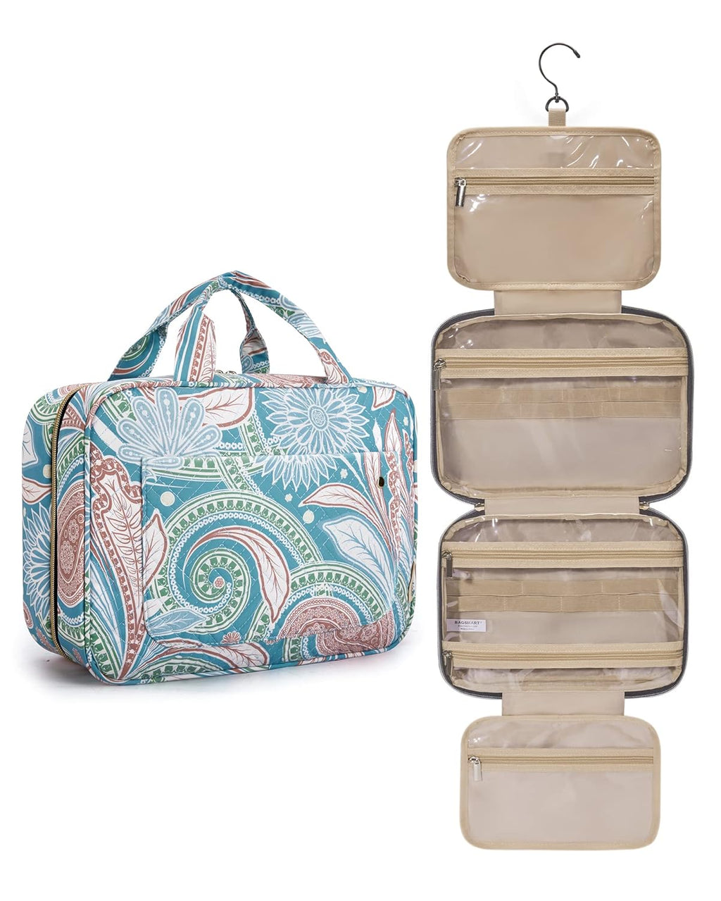 Toiletry Bag Travel Bag with Hanging Hook, Water-resistant Makeup Cosmetic Bag Travel Organizer for Accessories, Shampoo, Full-size Container, Toiletries