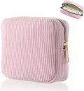 Period Bag for Teen Girls, Corduroy Sanitary Napkin Storage Bag, Cute Cosmetic Pouch for Women with Slip-in Pockets