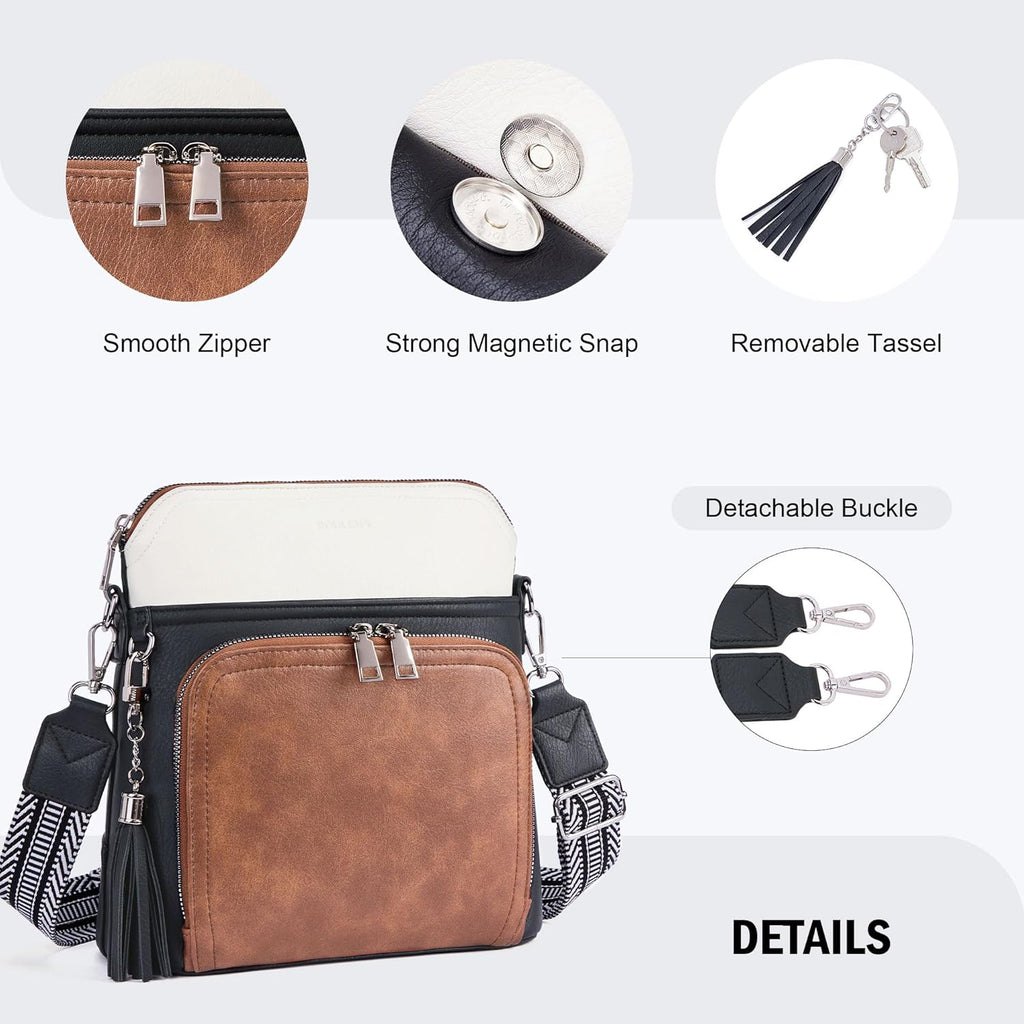Crossbody Purse for Women Vegan Leather Medium Crossbody Wallet Bag for Travel Women Shoulder Handbags with Tassel
