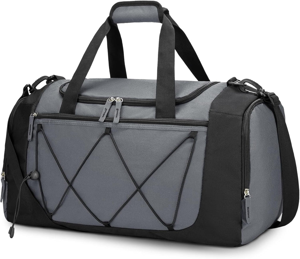 Vorspack Gym Bag for Men - 21 Inches Duffle Bag for Travel Lightweight Duffel Bag with Shoe Compartment Personal Item Travel Bag Weekender Bag for Travel Sports Gym - Black