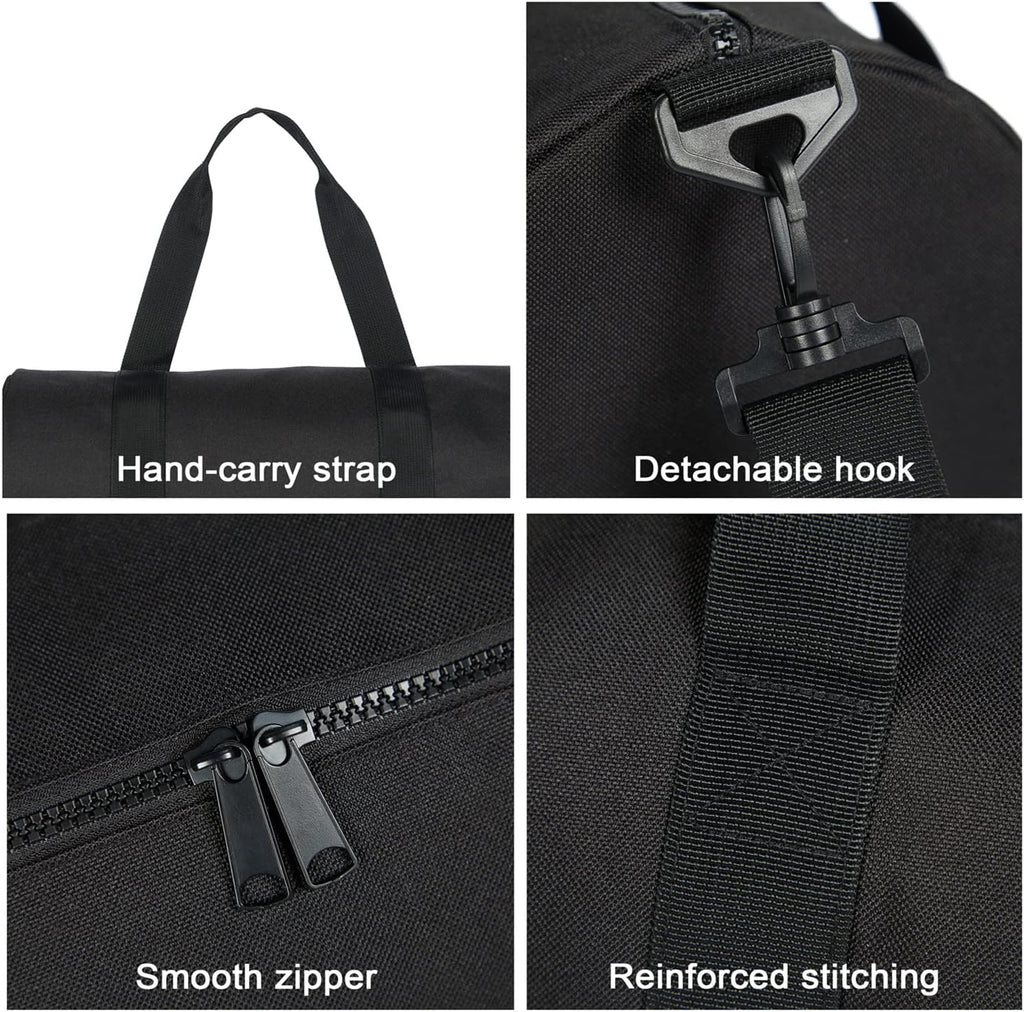 Small Gym Bag Duffel Bag for Women Men Fitness Sports Bag Workout Adjustable Detachable Shoulder Strap Lightweight Carry on Travel Duffle Bag (Black, 15" / Mini / 12L)