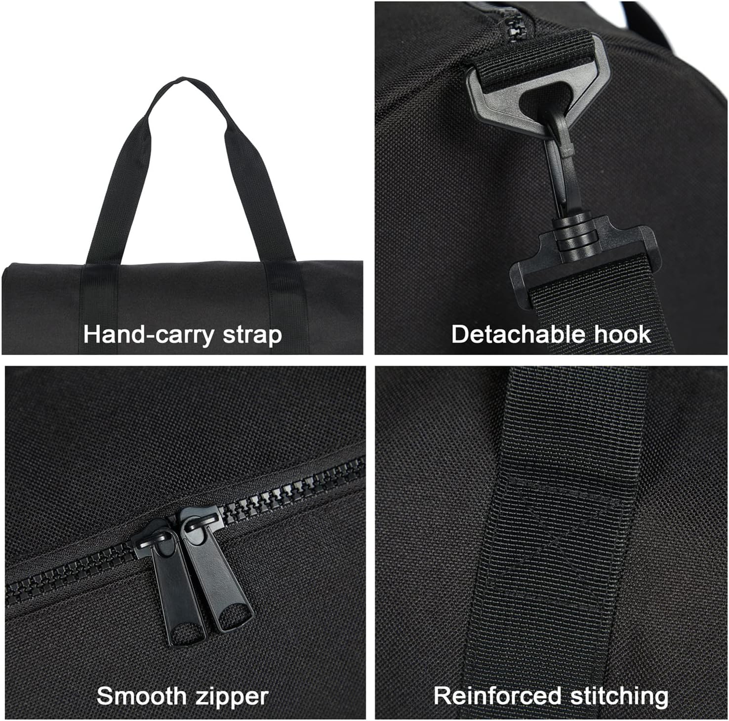 Small Gym Bag Duffel Bag for Women Men Fitness Sports Bag Workout Adjustable Detachable Shoulder Strap Lightweight Carry on Travel Duffle Bag (Black, 15" / Mini / 12L)