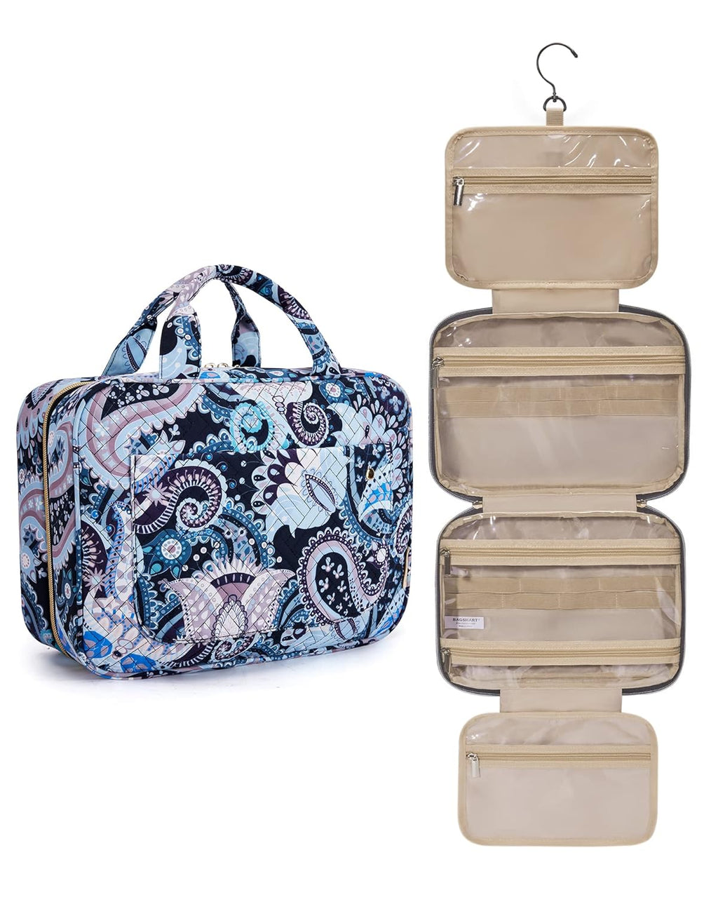 Toiletry Bag Travel Bag with Hanging Hook, Water-resistant Makeup Cosmetic Bag Travel Organizer for Accessories, Shampoo, Full-size Container, Toiletries