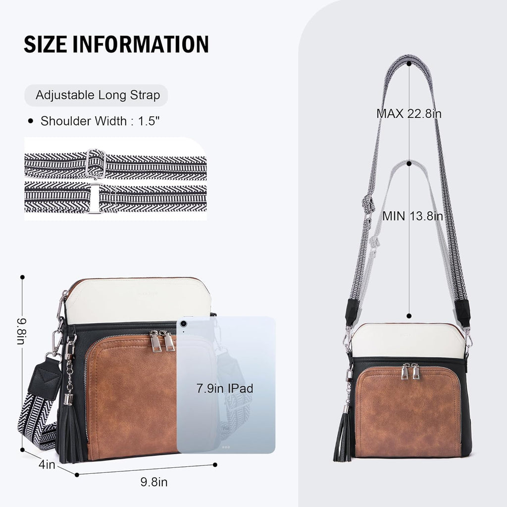 Crossbody Purse for Women Vegan Leather Medium Crossbody Wallet Bag for Travel Women Shoulder Handbags with Tassel
