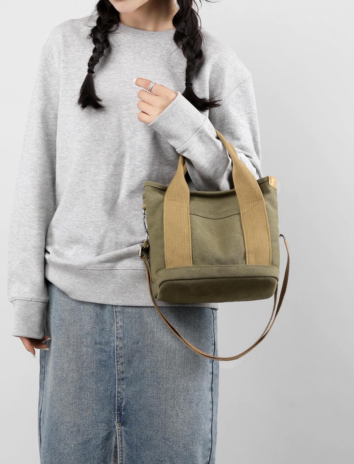 Small Tote Bag with Zipper Tote Bag for Women Canvas Crossbody Bag Shoulder Bag Satchel Hobo Bag Messenger