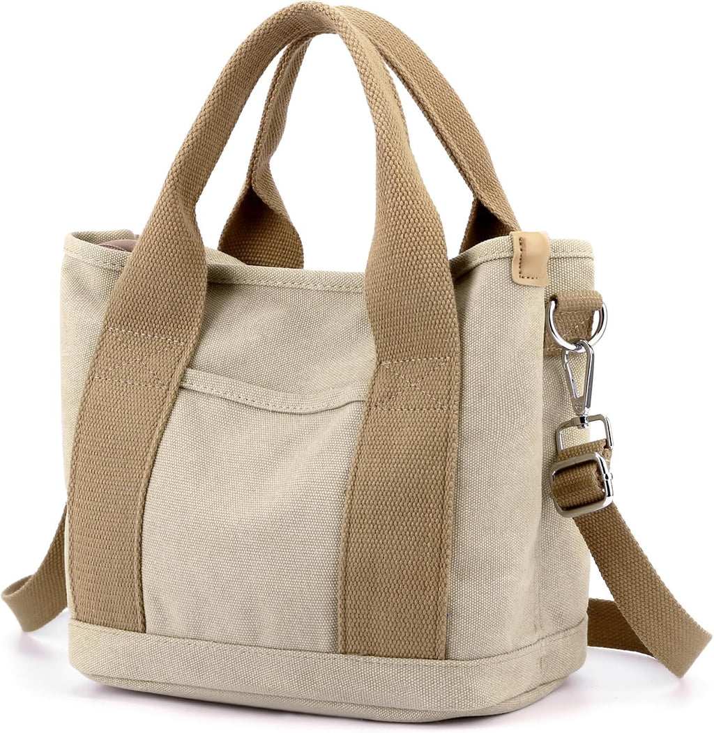 Small Tote Bag with Zipper Tote Bag for Women Canvas Crossbody Bag Shoulder Bag Satchel Hobo Bag Messenger