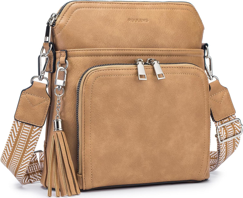 Crossbody Purse for Women Vegan Leather Medium Crossbody Wallet Bag for Travel Women Shoulder Handbags with Tassel