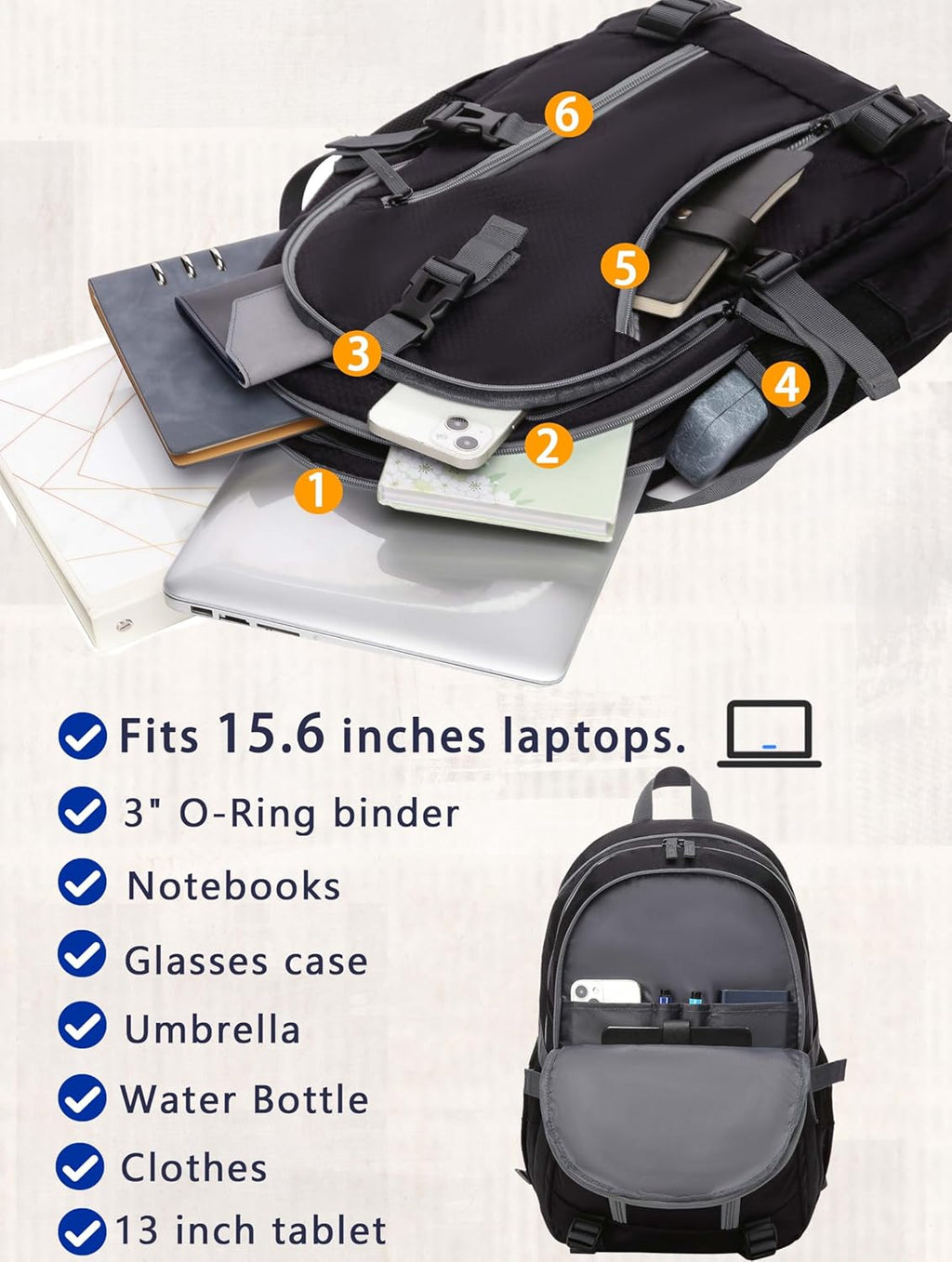 High School Backpack for Girls Boys Middle School Bookbag for Kids Back to School Bag for College with Large Compartment Casual Daypack Mochilas para Niñas Adolescentes