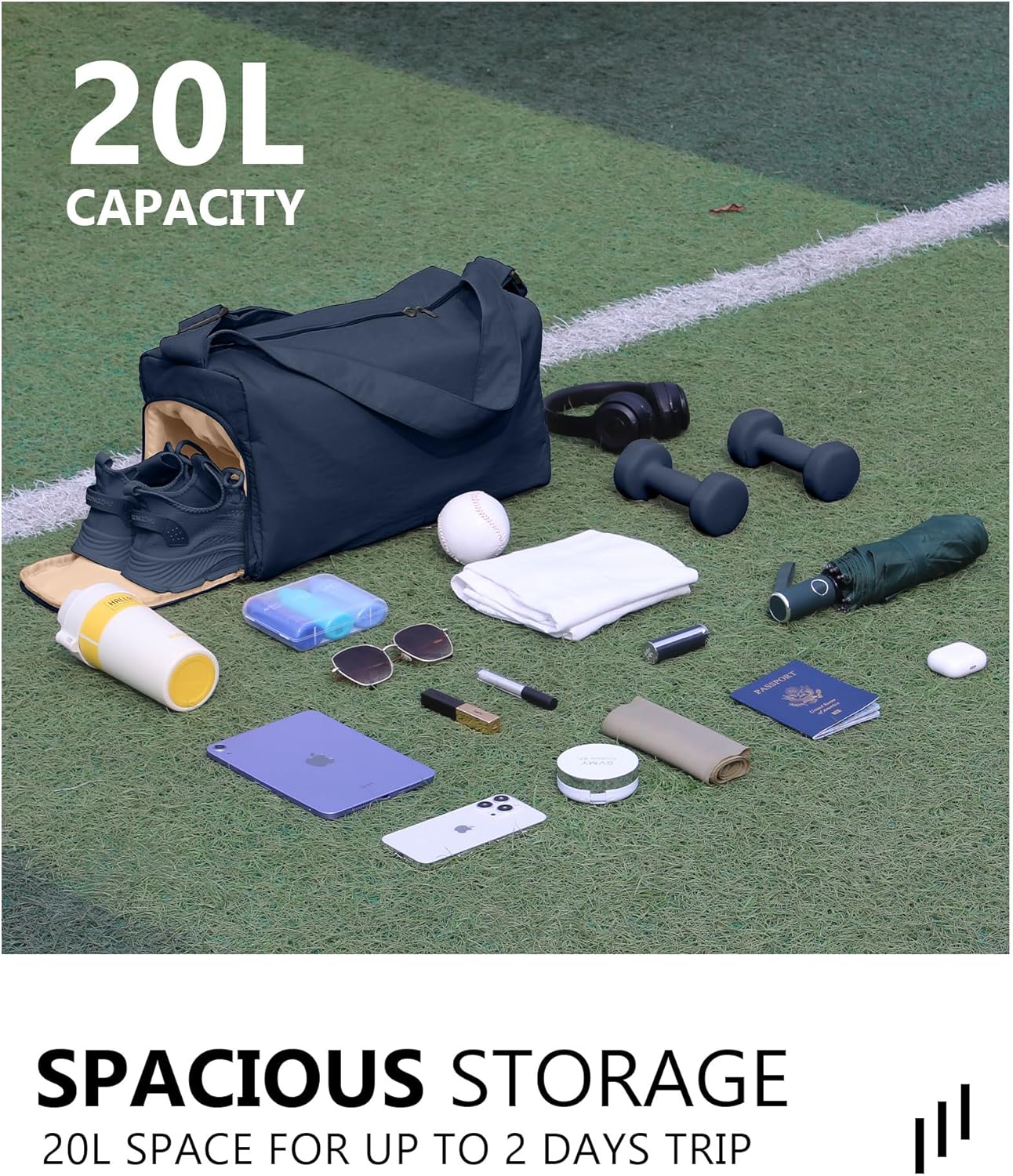 Small Gym Bag for Women with Shoes Compartment, Stylish Duffle Travel Bag for Plane, Lightweight Duffle Bag for Women & Men, Sport Gym Tote Bag with Wet Pocket for Yoga, Pilates, Swimming