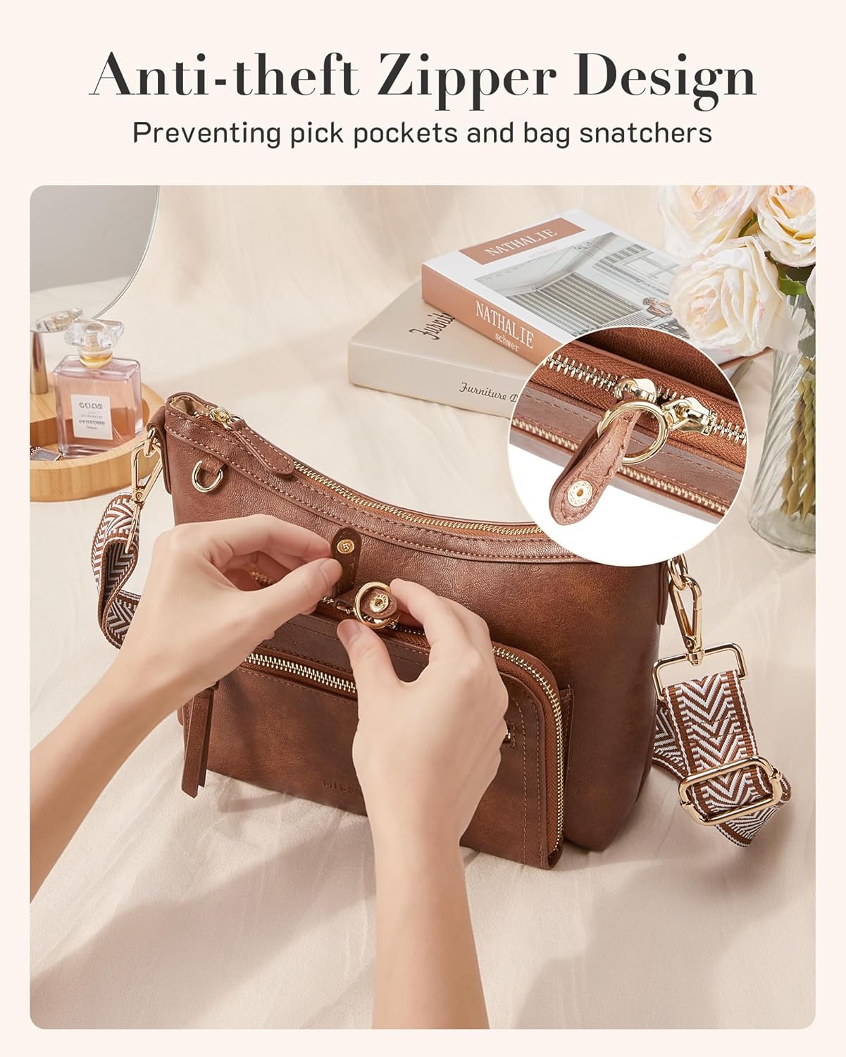 Cross Body Purse, Leather Medium Crossbody Bags for Women Travel Purse, Shoulder Handbag with RFID Blocking Slots