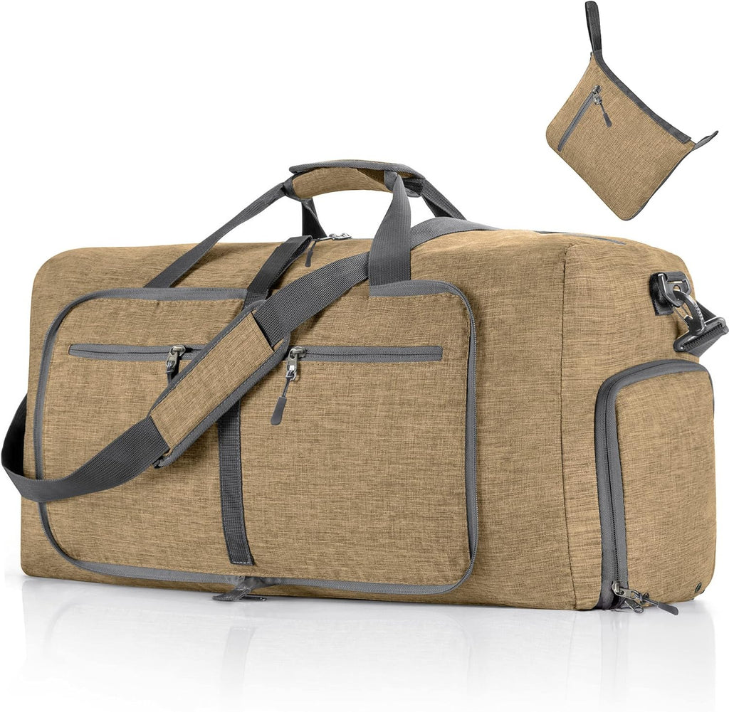 65L/85L/115L Foldable Travel Duffle Bag, Lightweight Checked Luggage with Shoe Compartment, Water-Resistant Weekender Overnight Bag for Men & Women