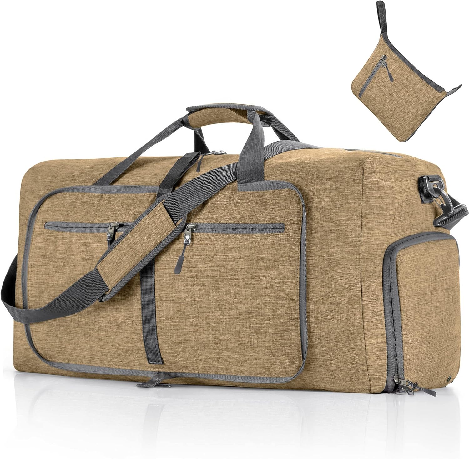 65L/85L/115L Foldable Travel Duffle Bag, Lightweight Checked Luggage with Shoe Compartment, Water-Resistant Weekender Overnight Bag for Men & Women