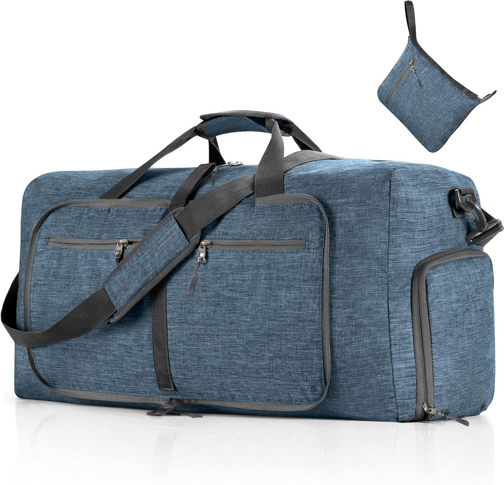 65L/85L/115L Foldable Travel Duffle Bag, Lightweight Checked Luggage with Shoe Compartment, Water-Resistant Weekender Overnight Bag for Men & Women