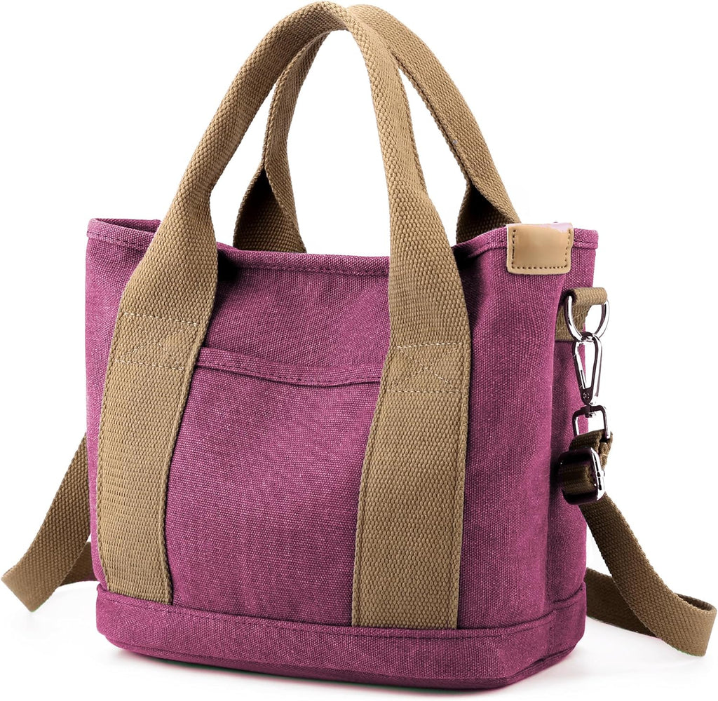 Small Tote Bag with Zipper Tote Bag for Women Canvas Crossbody Bag Shoulder Bag Satchel Hobo Bag Messenger